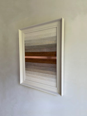 contemporary art piece studio eline baas, oxidation, steel, copper, white tones, classic frame, brown, white, copper